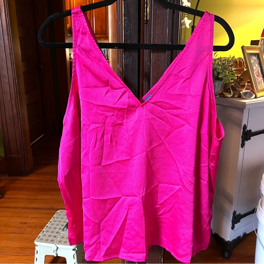 Old Navy Bright Pink Satin Tank Top
